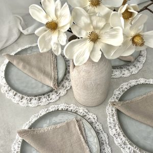 Set of 4 White Crochet Placemats - Image 1